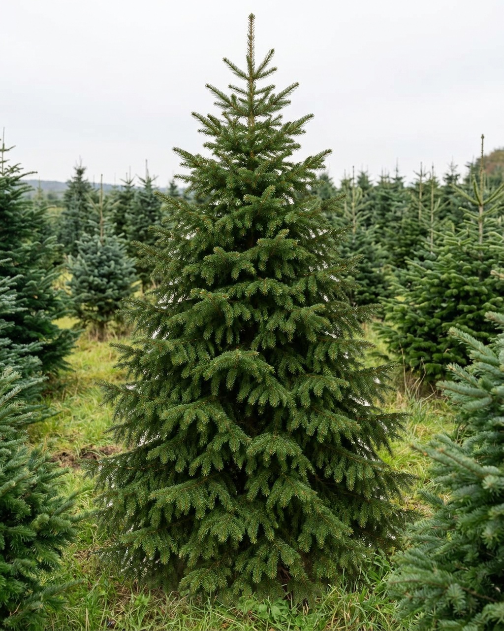 Volle ouderwetse den (fijnspar) als kerstboom met fijne groene naalden