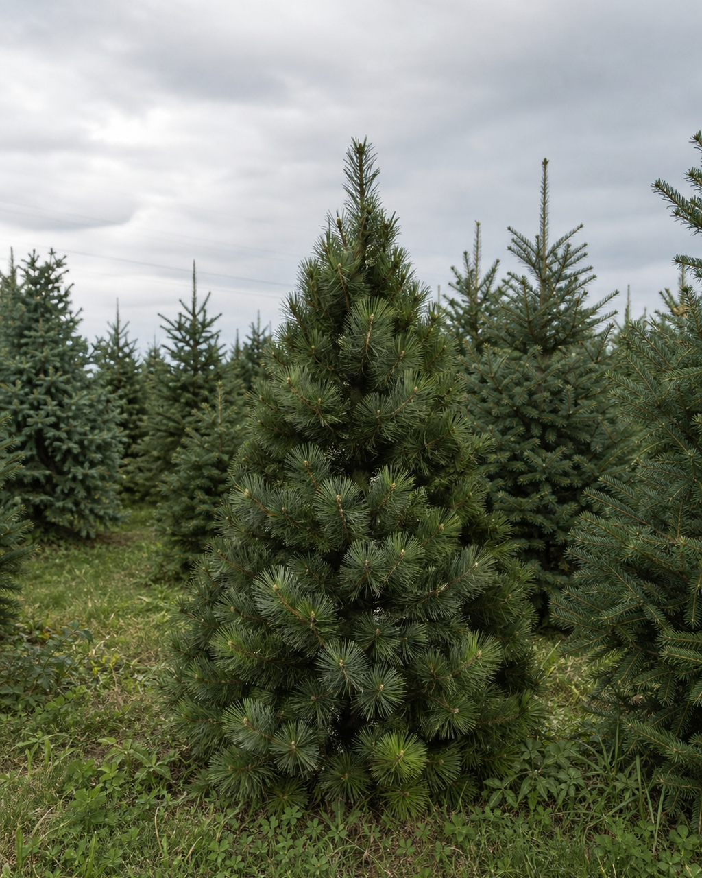 Stoere Oostenrijkse den als kerstboom met zeer lange donkergroene naalden